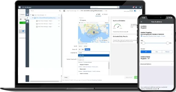 Facebook ads location date with Laptop